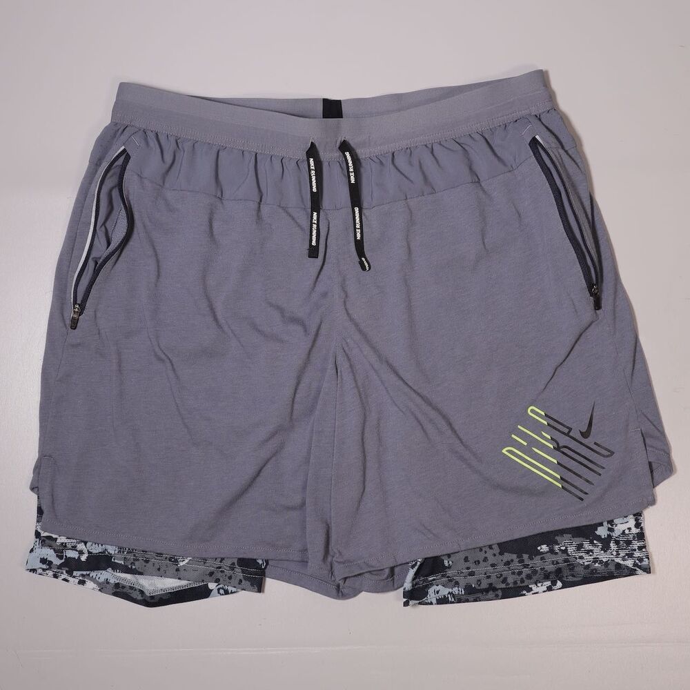 Nike Wild Run 2-in-1 Running Shorts Gray Athletic Lined AO5185 Mens XL x 6"